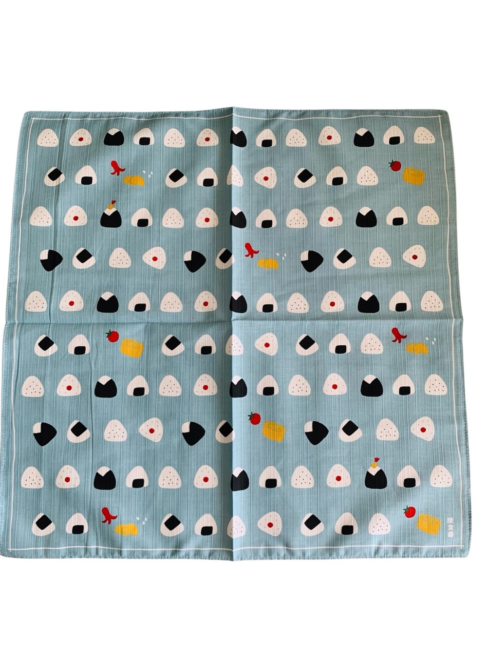 NEW Hamamonyo Japanese Furoshiki 19.7” Onigiri & Bento Print 100% Cotton Japan